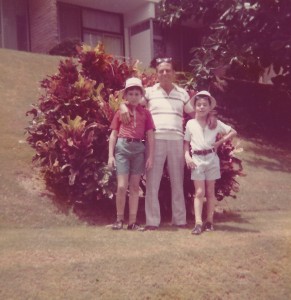 Dad with Bob (left) and I (right) in 1972.